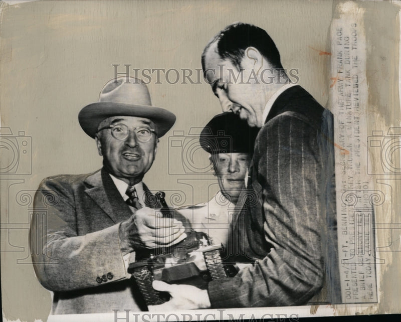 Load image into Gallery viewer, 1950 Press Photo Army Secretary Frank Page, President Truman at Ft Benning
