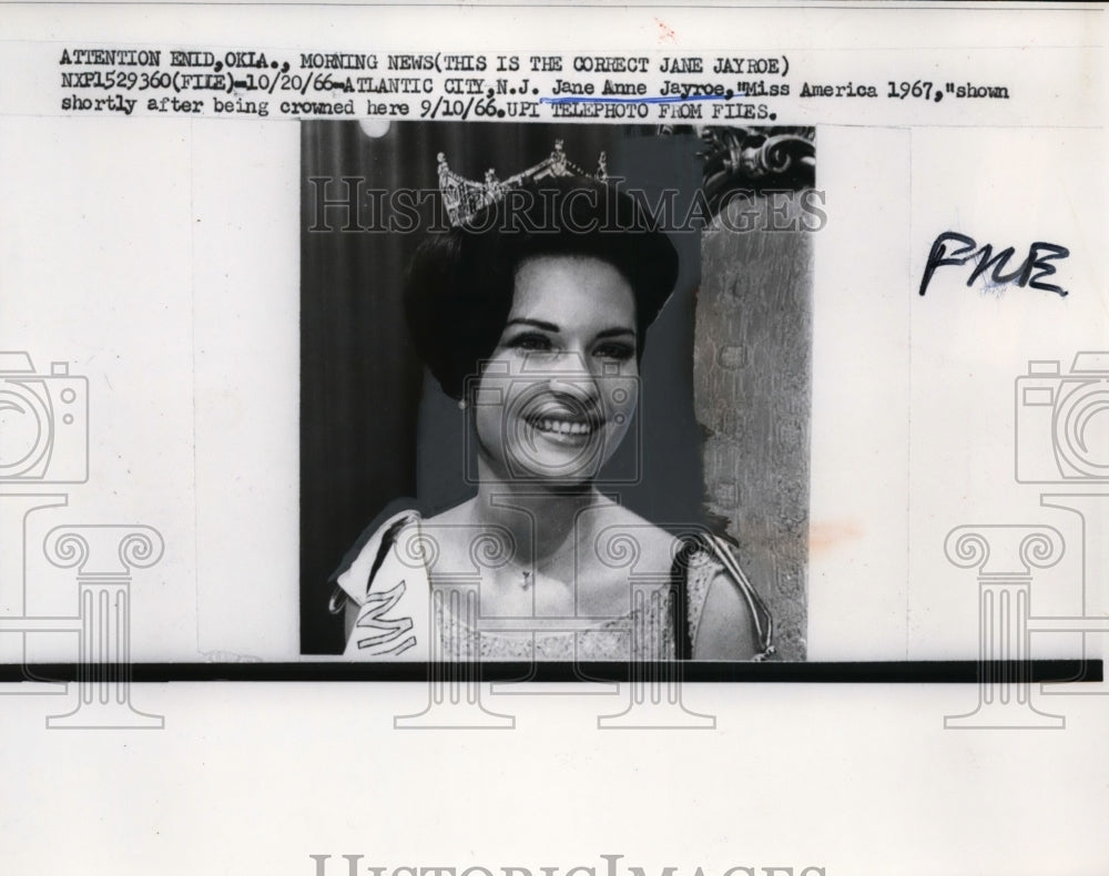 1966 Press Photo Jane Anne Jayroe, Miss America 1967 - neo02137