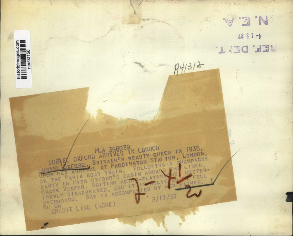 1937 Press Photo Muriel Oxford & Father at Paddington Station, London