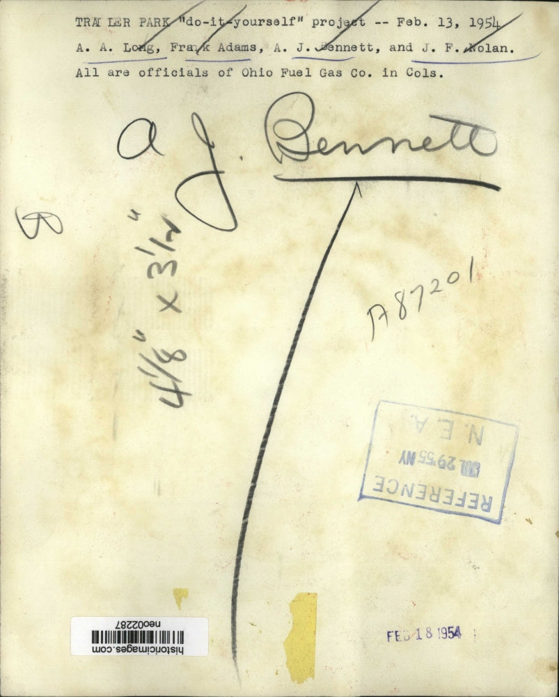 1954 Press Photo Trailer Park Do-It-Yourself Project of Ohio Fuel Gas Company