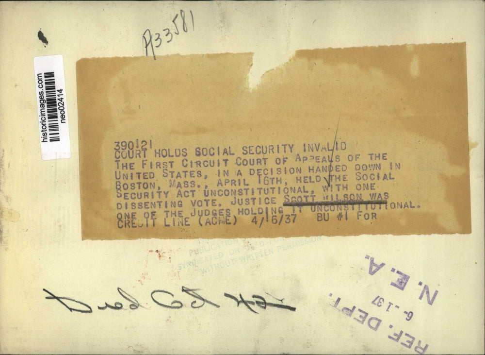 1937 Press Photo US Justice Scott Wilson - neo02414