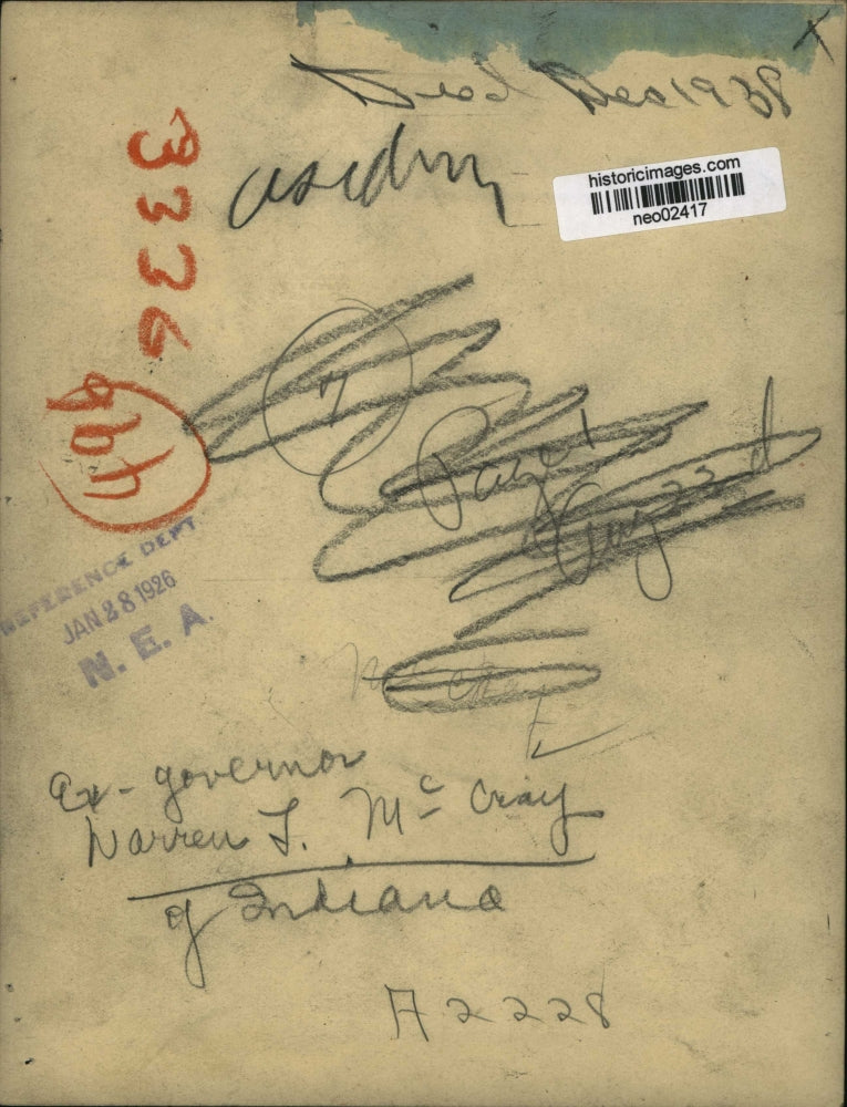 1926 Press Photo Warren T. McCray, Governor of Indiana - neo02417