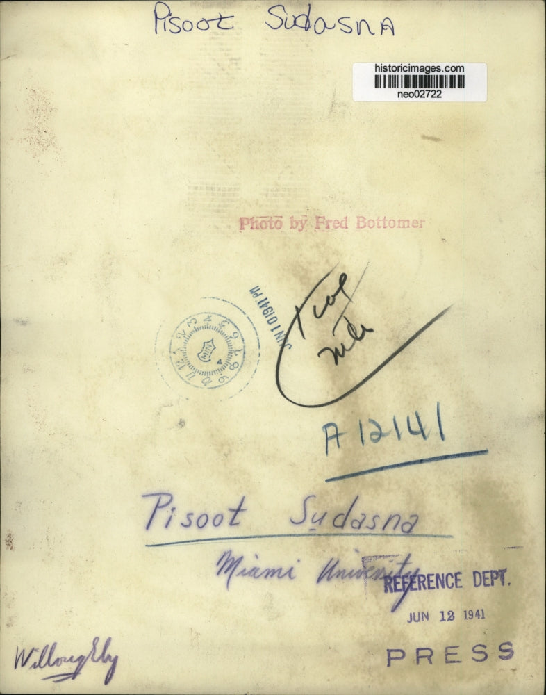 1941 Press Photo Pisoot Sudasna, Student at Miami University - neo02722