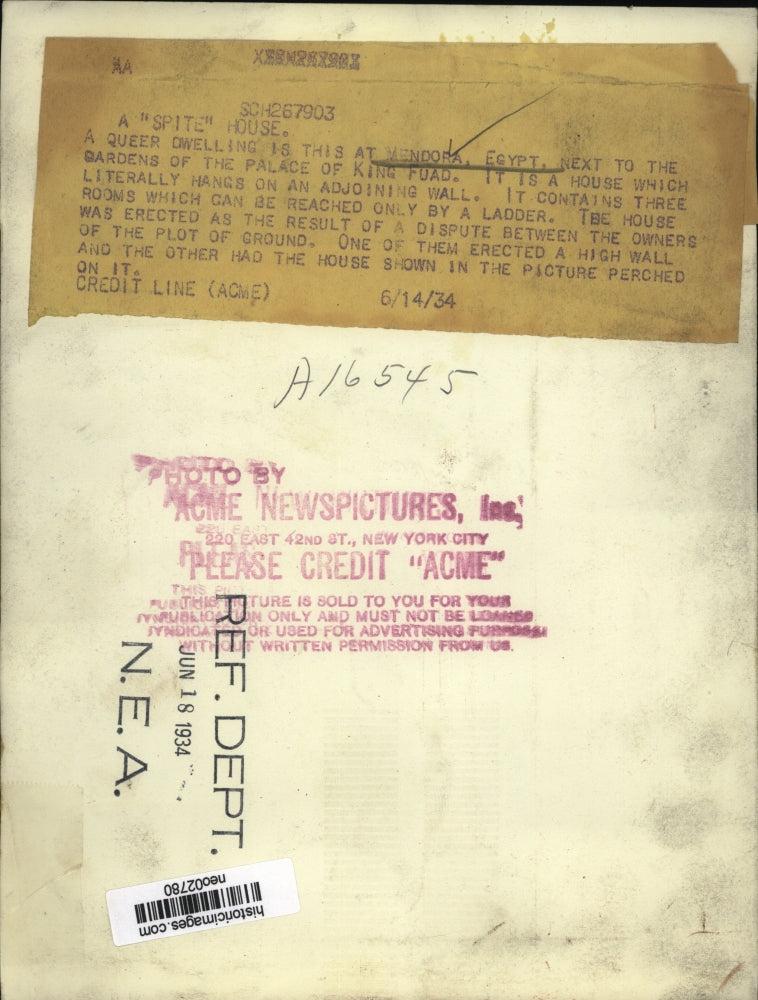 1934 Press Photo Unusual House in Mendora, Egypt Near Palace of King Fuad