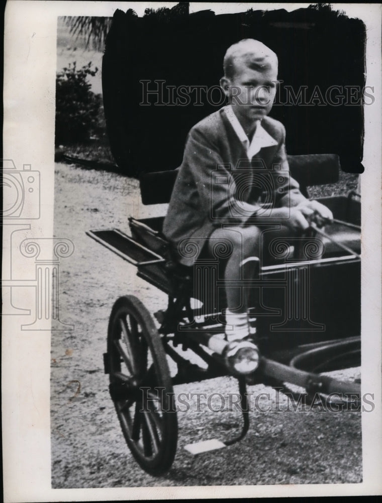 1946 Press Photo Prince of Naples drives pony cart at Gardens of Quirinal Palace