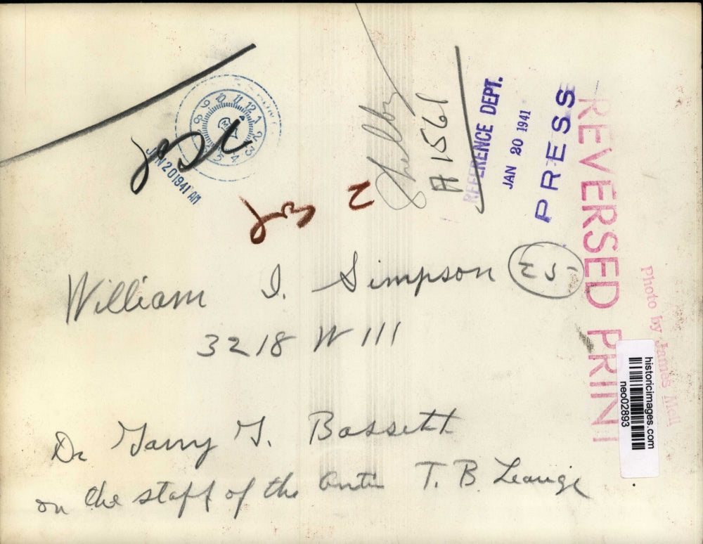 1941 Press Photo William I. Simpson, Dr. Garry G. Bassett of Tuberculosis League