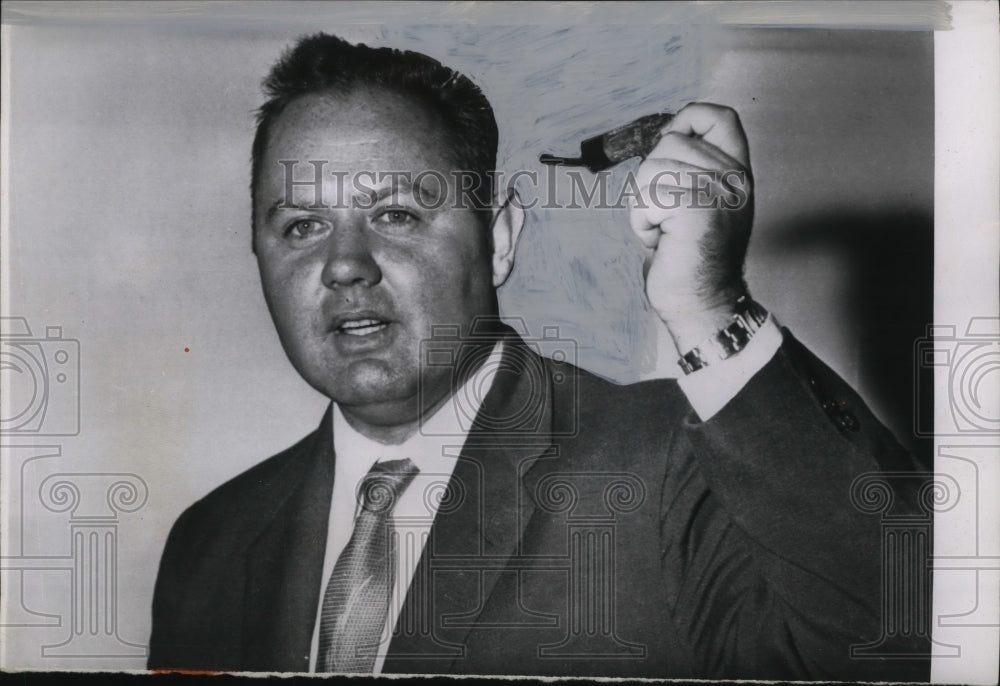 1955 Press Photo Congressman Joe Holt Demonstrating Threats from Russian Police