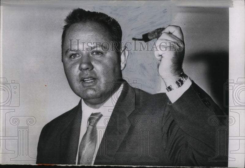 Load image into Gallery viewer, 1955 Press Photo Congressman Joe Holt Demonstrating Threats from Russian Police
