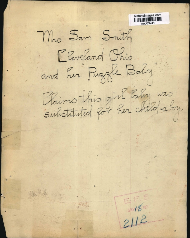 1927 Press Photo Mrs. Sam Smith with Baby She Claims Switched at Birth, Ohio