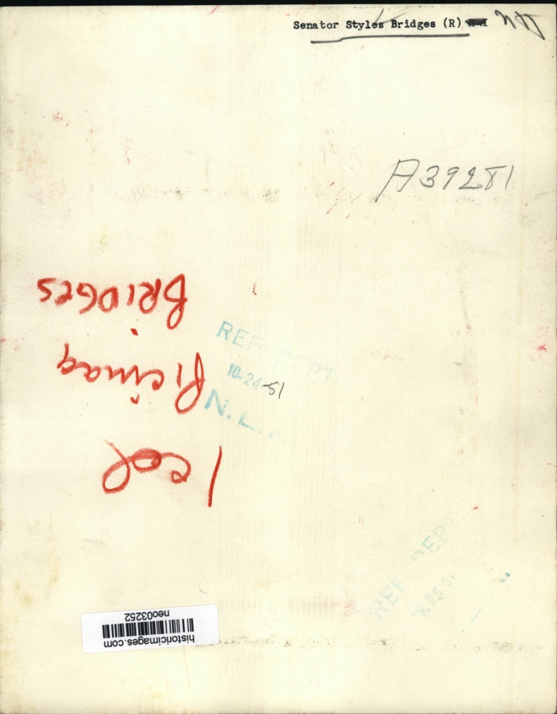 1951 Press Photo Senator Styles Bridges - neo03252