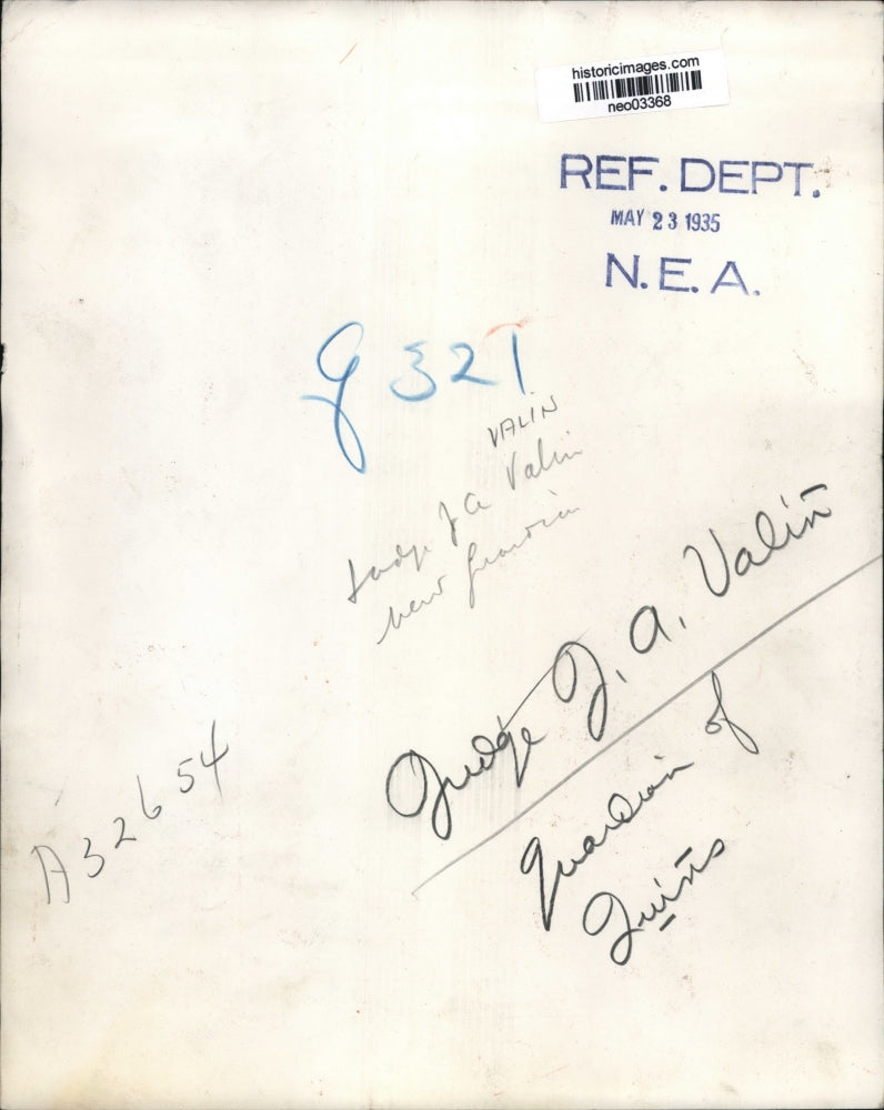 1935 Press Photo Judge J.A. Valin - neo03368