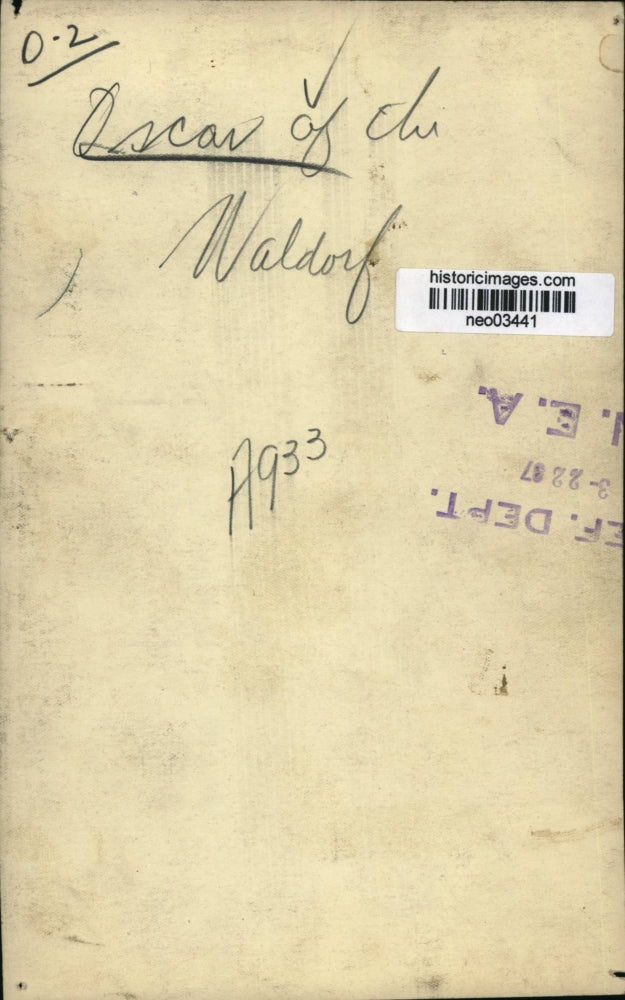 1937 Press Photo Oscar of Chicago Waldorf - neo03441