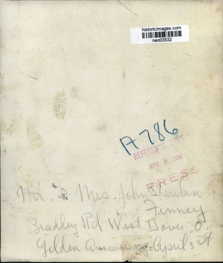 1934 Press Photo Mr. & Mrs. John Sheridan Finney on their Golden Anniversary