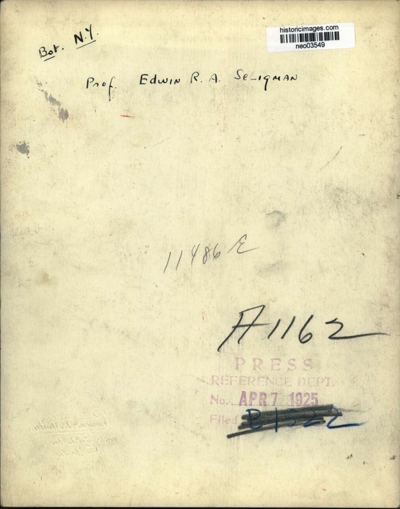 1925 Press Photo Professor Edwin R.A. Seligman - neo03549