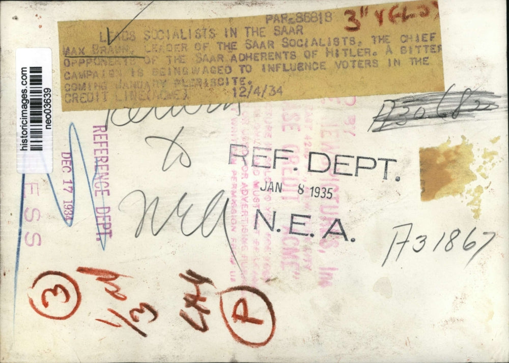 1934 Press Photo Max Brawn Saar Socialist Leader - neo03639