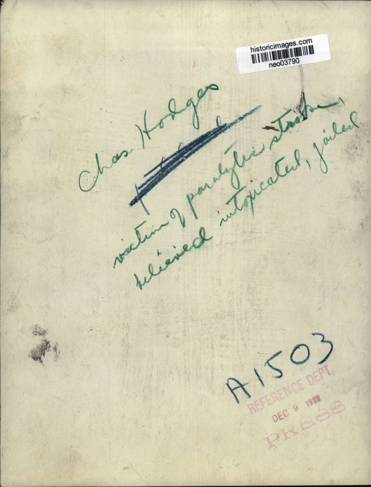 1933 Press Photo Chas Hodges Jailed for Intoxication, but Actually Had a Stroke