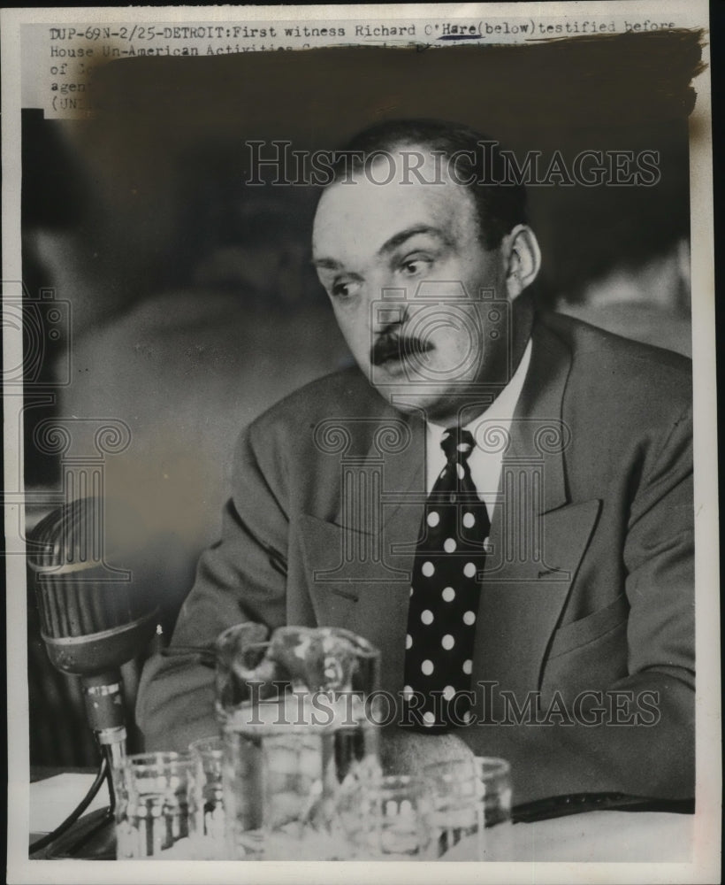 1952 Press Photo Richard O'Hare Testiesies in House Un-American Activities Comm.