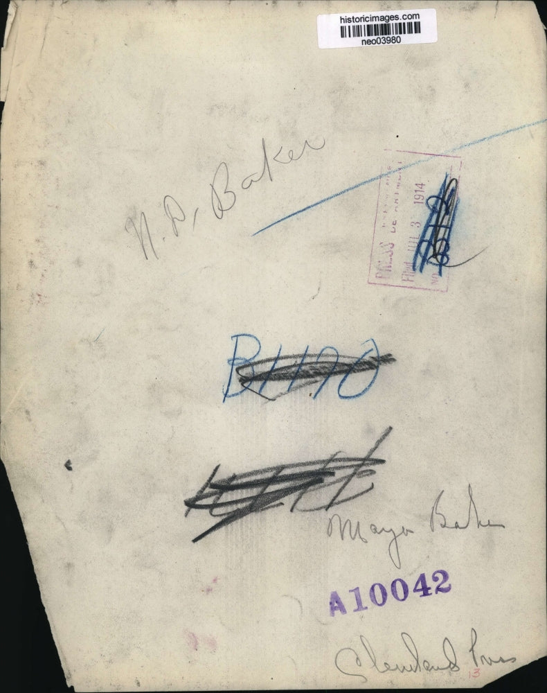 1914 Press Photo Mayor N.P. Baker of Cleveland, Ohio - neo03980