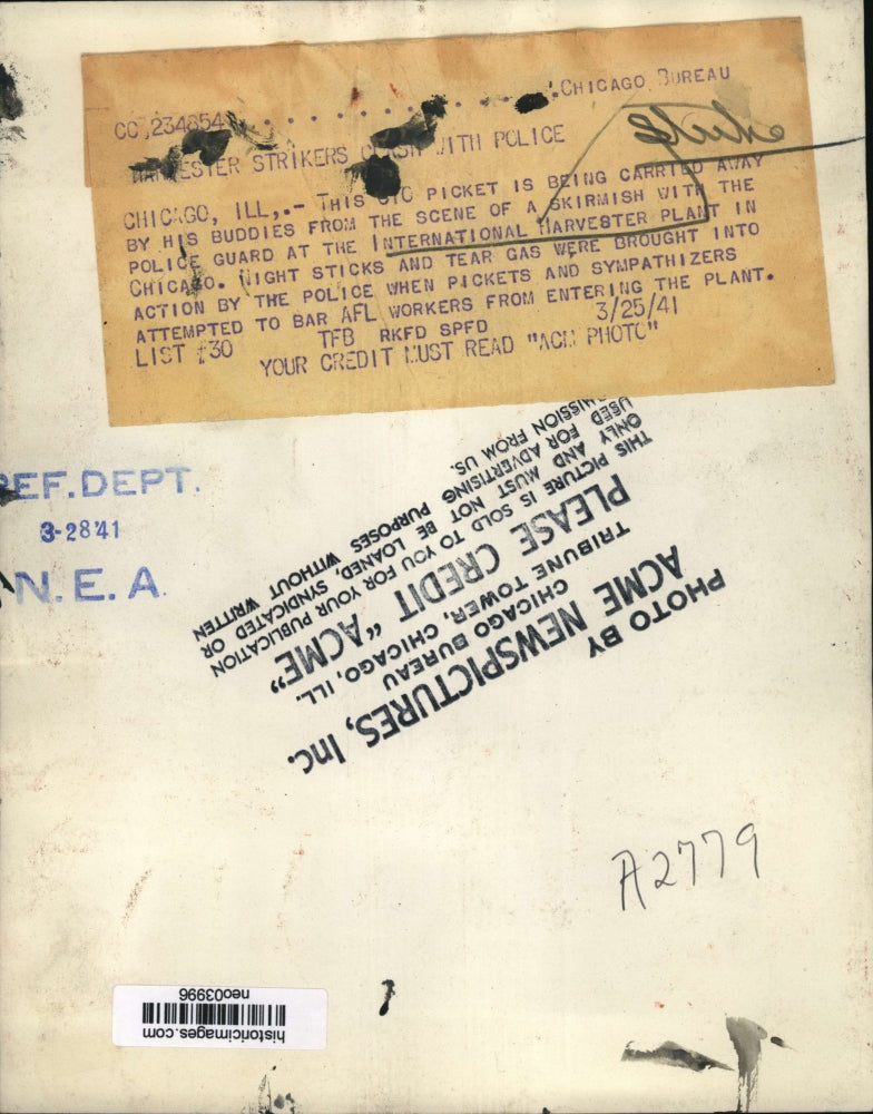 1941 Press Photo International Harvester Plant Protest, Chicago, Illinois