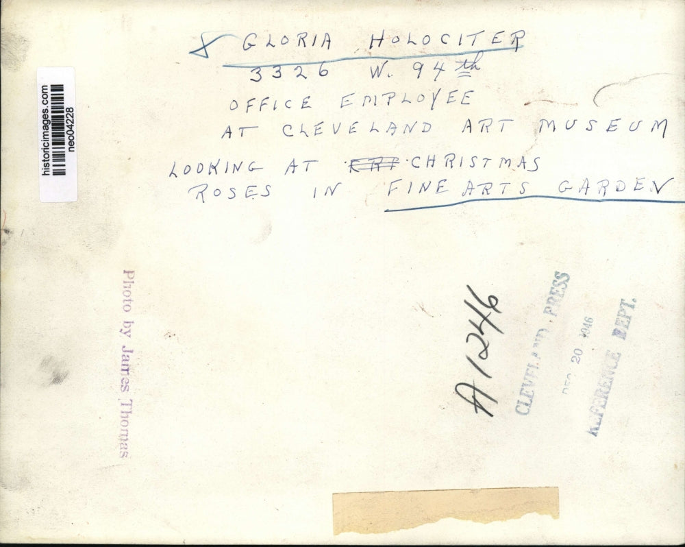 1946 Press Photo Gloria Holociter Cleveland Art Museum Office Employee