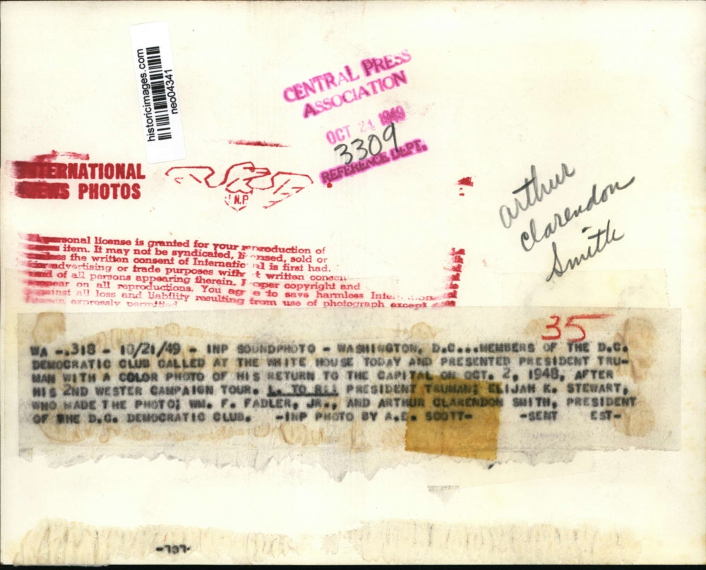 1949 Press Photo Washington D.C. Democratic Club Members with President Truman