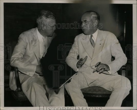 1936 Press Photo Governor Alf Landon, Senator Arthur Vandenberg in Topeka Kansas