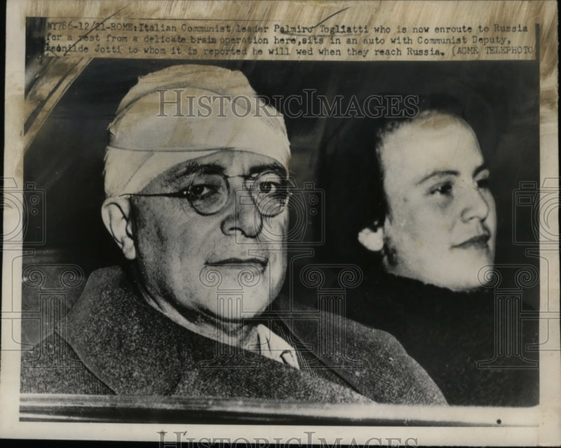 Load image into Gallery viewer, 1951 Press Photo Communist Palmiro Togliatti &amp; Leonilde Jotti in Rome, Italy
