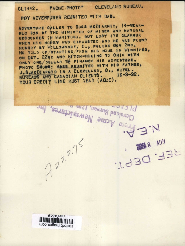 1932 Press Photo Ross & J.S. Modiarmid in Cleveland Ohio Hotel - neo04519