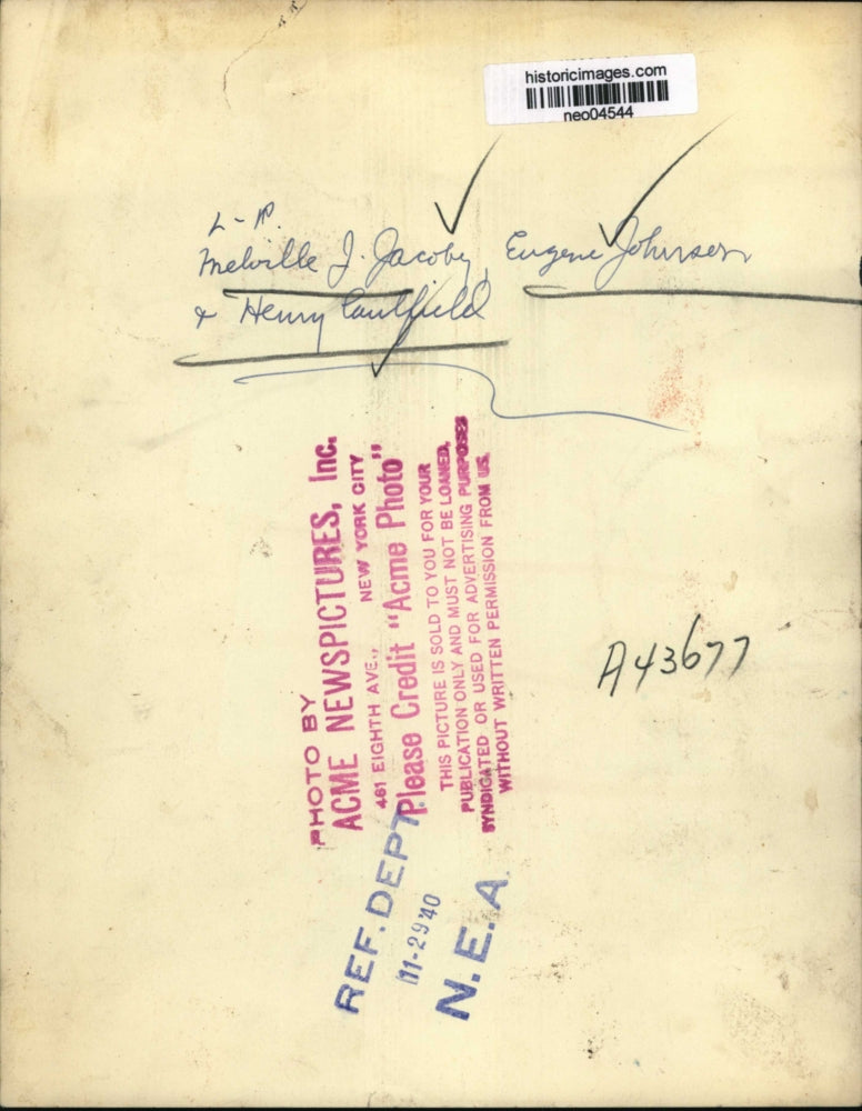 1940 Press Photo Melville J. Jacoby, Eugene Johnson, & Henry Caulfield