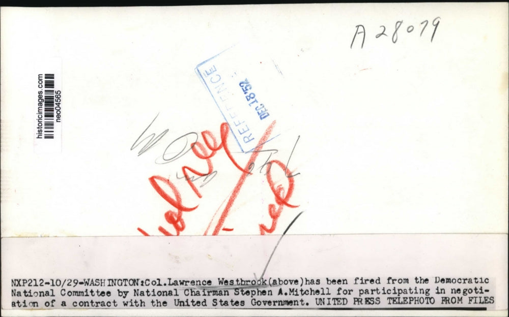 1952 Press Photo Colonel Lawrence Westbrook of Democratic National Committee