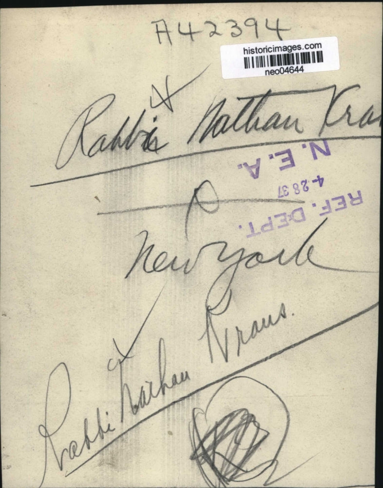 1937 Press Photo Rabbi Nathan Kraus of New York - neo04644