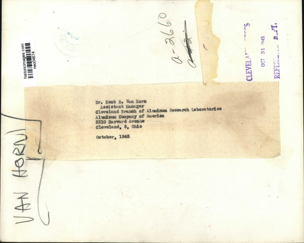 1945 Press Photo Dr. Kent R. Van Hornof Aluminum Company of America - neo04674