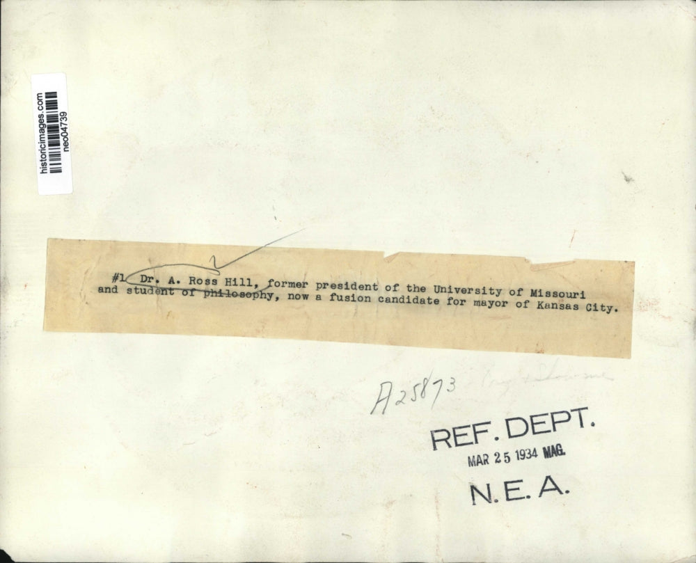 1934 Press Photo Dr. A. Ross Will, Candidate for Kansas City Mayor - neo04739