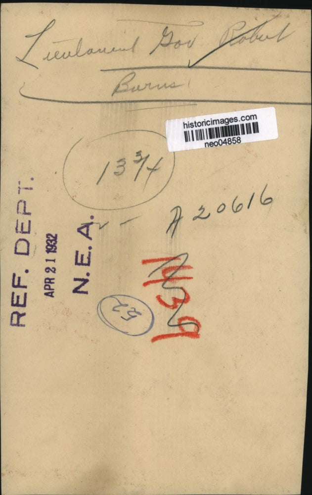 1932 Press Photo Governor Robert Burns - neo04858