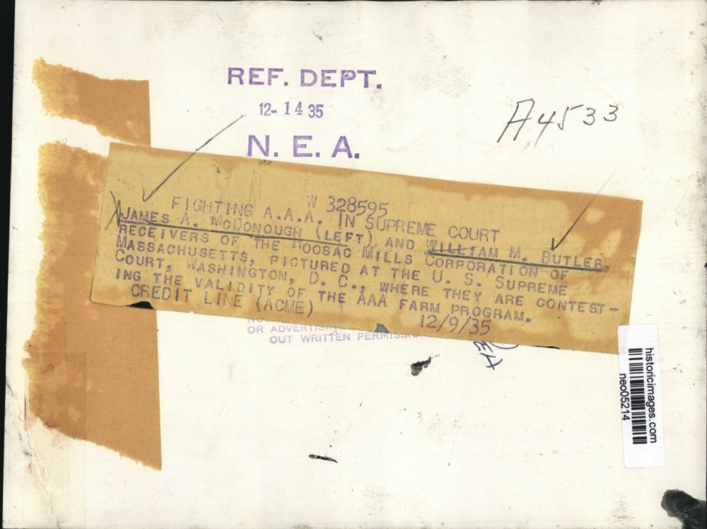 1935 Press Photo James A. McDonough, William M. Butler at U.S. Supreme Court