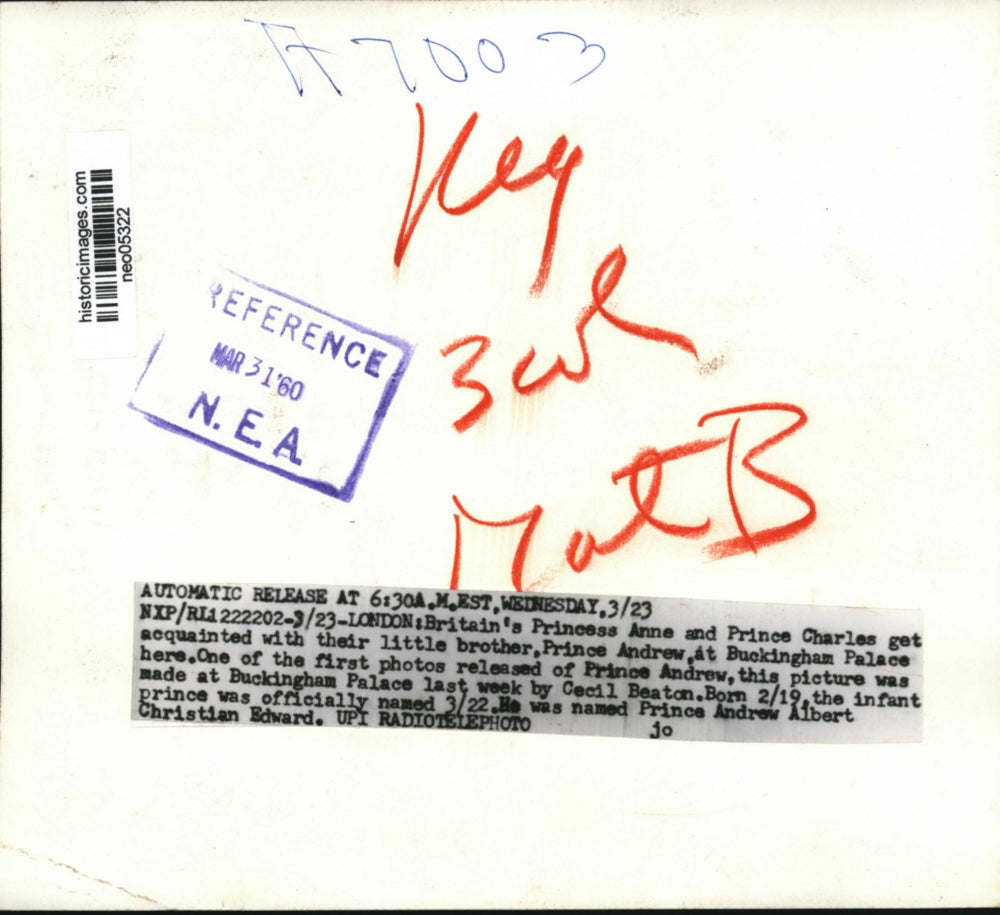 1960 Press Photo Britain's Princess Anne & Prince Charles & Prince Andrew