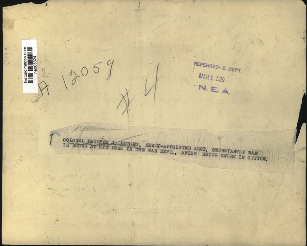 1929 Press Photo Col. Patrick J. Hurley Asst. Secretary of War - neo05324