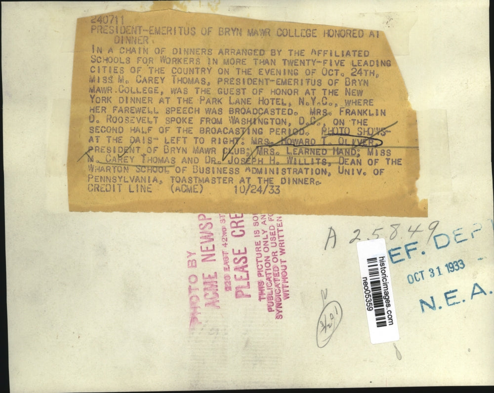 1933 Press Photo Mrs Howard Oliver,, Mrs. Learned Hand, Mrs. Carey Thomas