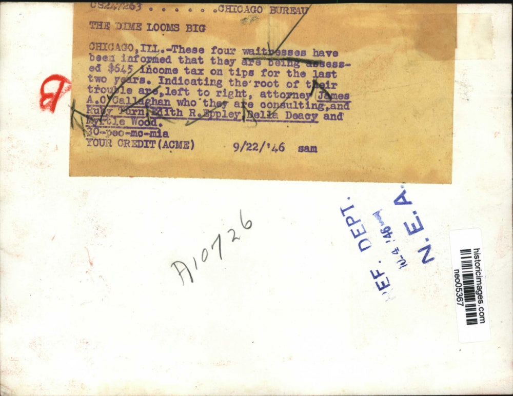 1946 Press Photo James A.O. Callaghan, Ruby Turn, Edith R. Eppley & Della Deacy