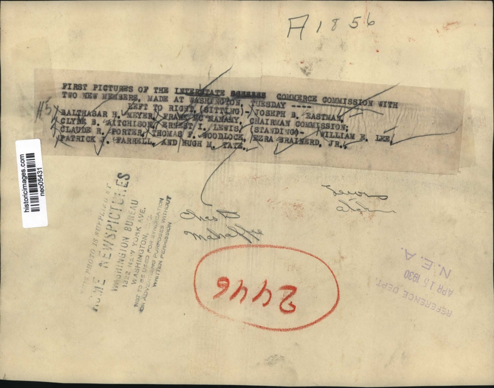 1930 Press Photo Joseph Eastman, Bathasar Meyer, Frank Mc Nanamy, Clyde