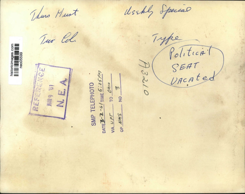 1961 Press Photo Republican & Democrat Benches at Ashtabula, Ohio - neo05599