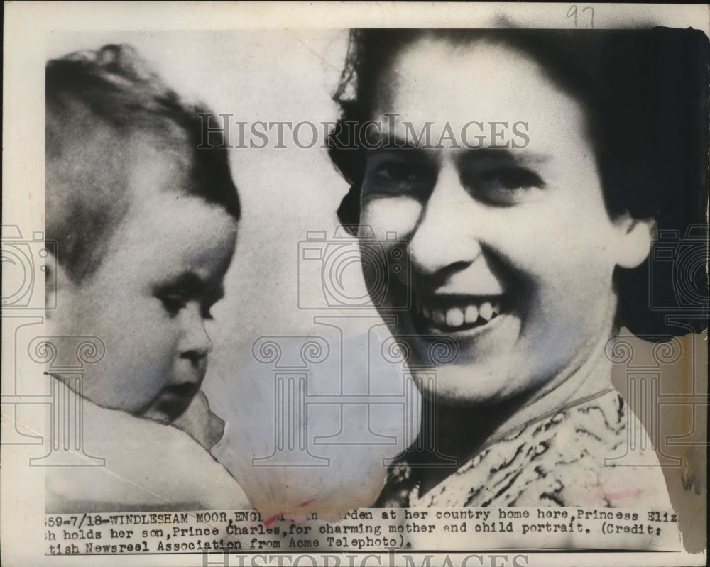 1949 Press Photo Princess Elizabeth & Prince Charles England - neo05831