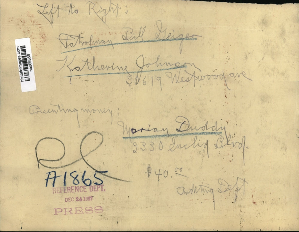 1927 Press Photo Patrolman Bill Geiger & Katherine Johnson, Marion Duddy