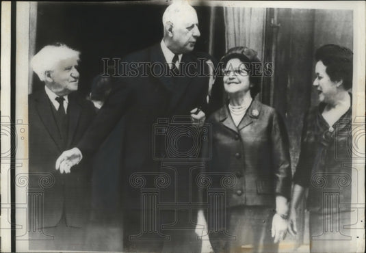 1950 Press Photo David Ben-Gurion & wife with Charles de Gaulle & wife at Elysse- Historic Images