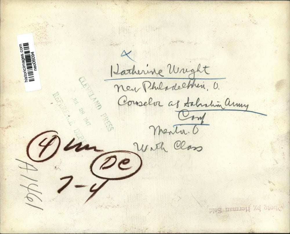 1947 Press Photo Katherine Wright, Counselor at Salvation Army Camp, Mentor Ohio