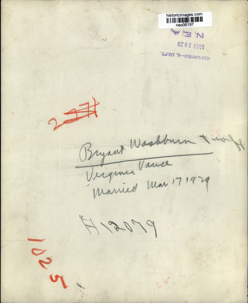 1929 Press Photo Bryant Washburn & Wife Virginia Vause - neo06197