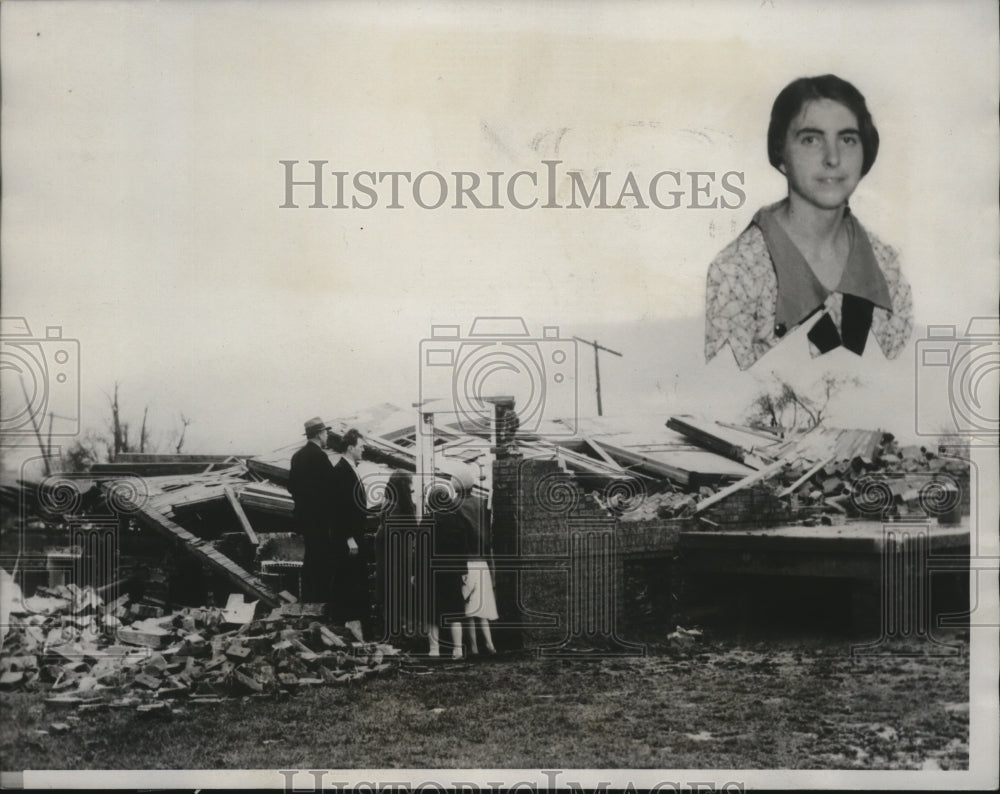 1933 Press Photo Lucille Jamison Naples Mill School Tornado damage - neo06228