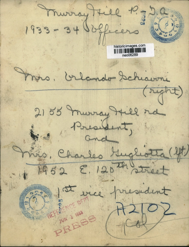 1933 Press Photo Mrs. Orlando Schiavini & Mrs. Charles Gugliotta - neo06289