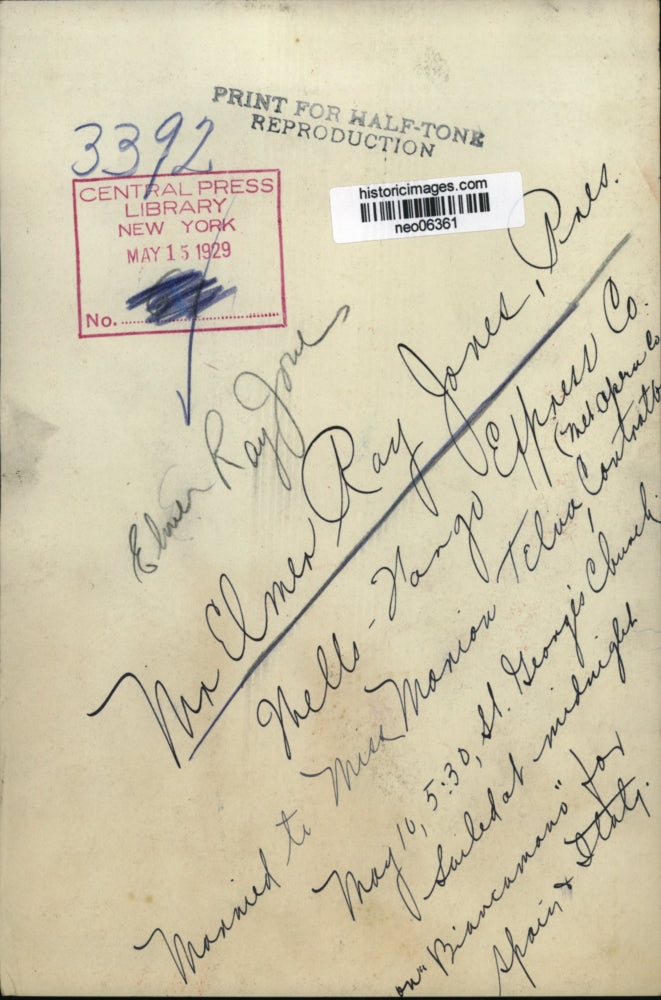 1929 Press Photo Elmer Ray Jones President of Wells-Fargo Express Co.