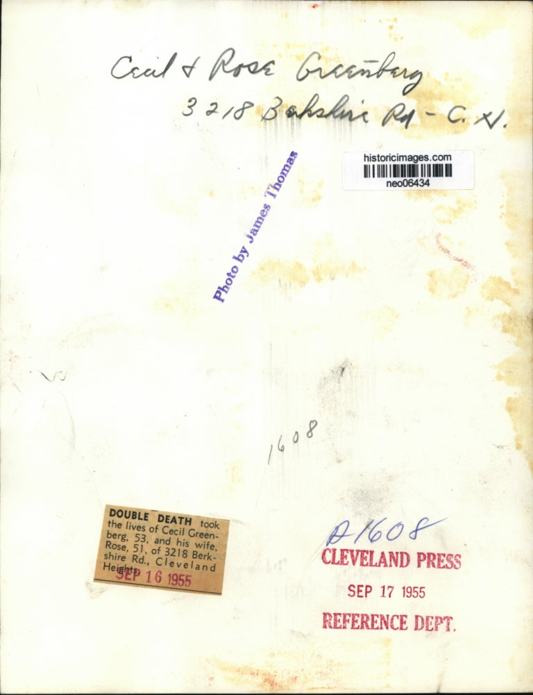 1955 Press Photo Cecil Greenberg & Wife Rose of Cleveland Heights, Ohio